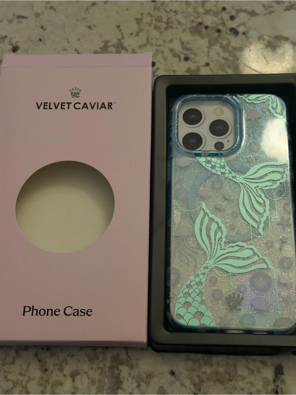 Velvet Caviar Mint Mermaid Glitter iPhone Case with Aqua Tail